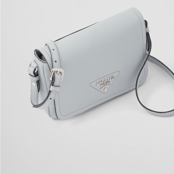 PRADA NEW WOMENS CROSSBODY HANDBAG BAG GENUINE LEATHER FLAP CORNFLOWER  MED - Picture 2 of 9